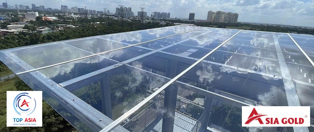 poly đặc 4mm asia gold làm mái poly đặc 4mm giếng trời